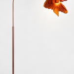 Arc Arise Standing Lamp, bronze base with amber shade