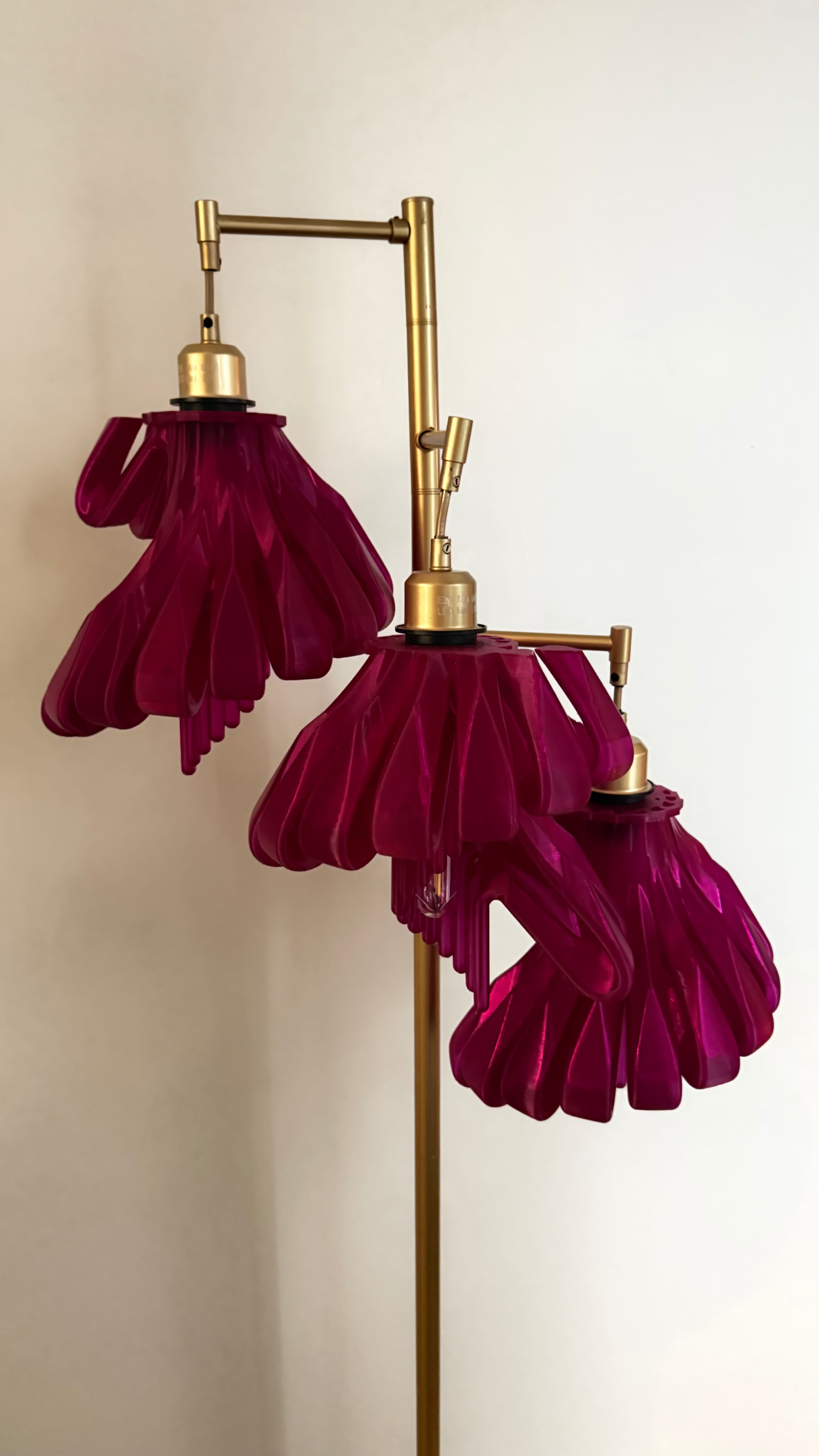 Arise Arbor Floor Lamp, pink shades on a gold stand