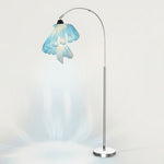 Arc Arise Standing Lamp, chrome base with Cinderella Blue shade