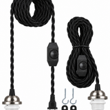 Pendant Cord Kit — Plug-In Hanging Light Cord with E26 Socket & Inline Switch, 5 Finishes