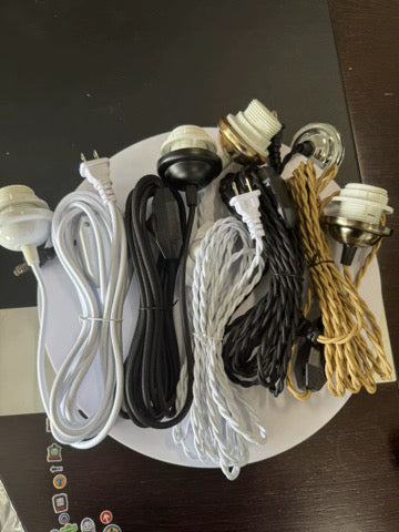 All five Pendant Cord Kit finishes laid out together