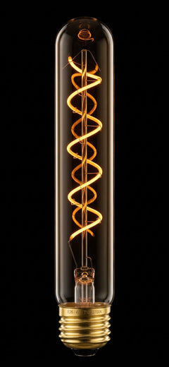 Amber Column filament bulb lit, showing the spiral filament running the length of the tube
