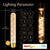 Specification sheet: 4W, 110-130V, 400 lumens, 25000 hours, E26 base, CRI 90+, dimmable, 2700K, 7.3in by 1.17in