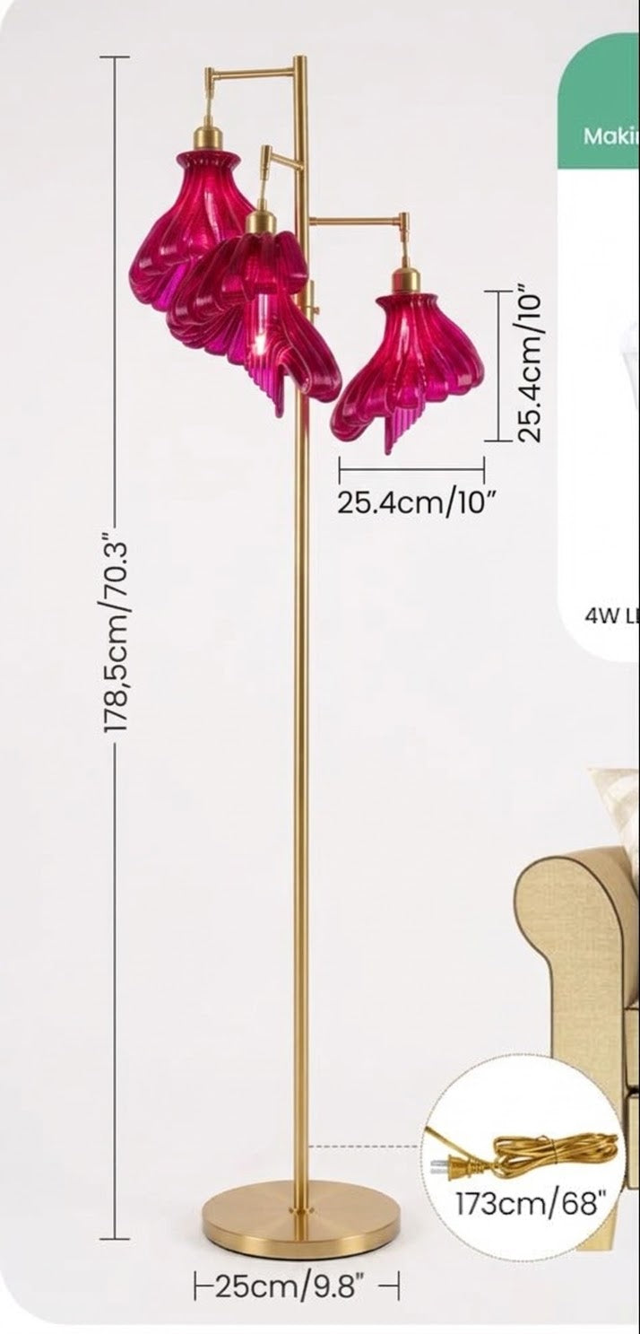 Arise Arbor Floor Lamp dimensions — 70.3in tall, 9.8in base, 10in shades, 68in cord