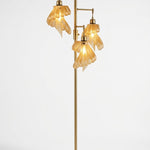 Arise Arbor Floor Lamp, gold base with three amber shades