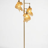 Arise Arbor Floor Lamp, gold base with three amber shades